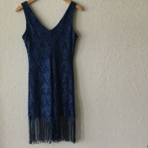 AUW AS U WISH navy blue metallic Sparkly Dress size S